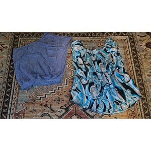 Cato Woman Plus Size 22/24W Blue Paisley Blouse & Lace One Shoulder Top Bundle‎